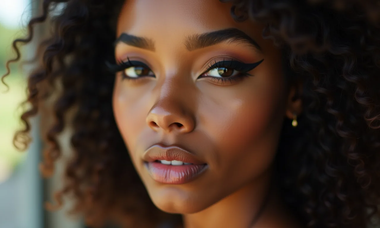 Delineado gráfico marcante em maquiagem aesthetic indie.