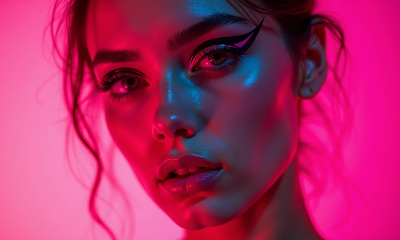 Delineado gráfico neon rosa para um toque moderno.