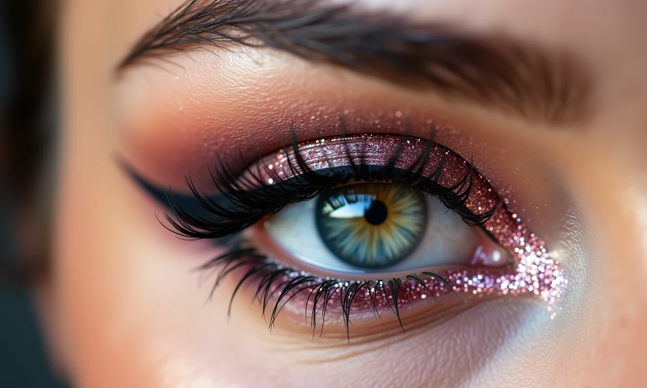 Delineado infinito com glitter.