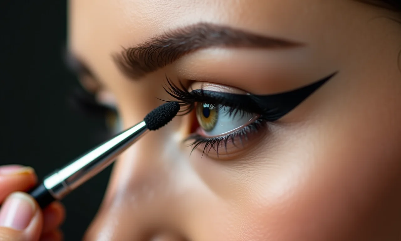 Delineado preto, um toque de glamour na maquiagem dourada.