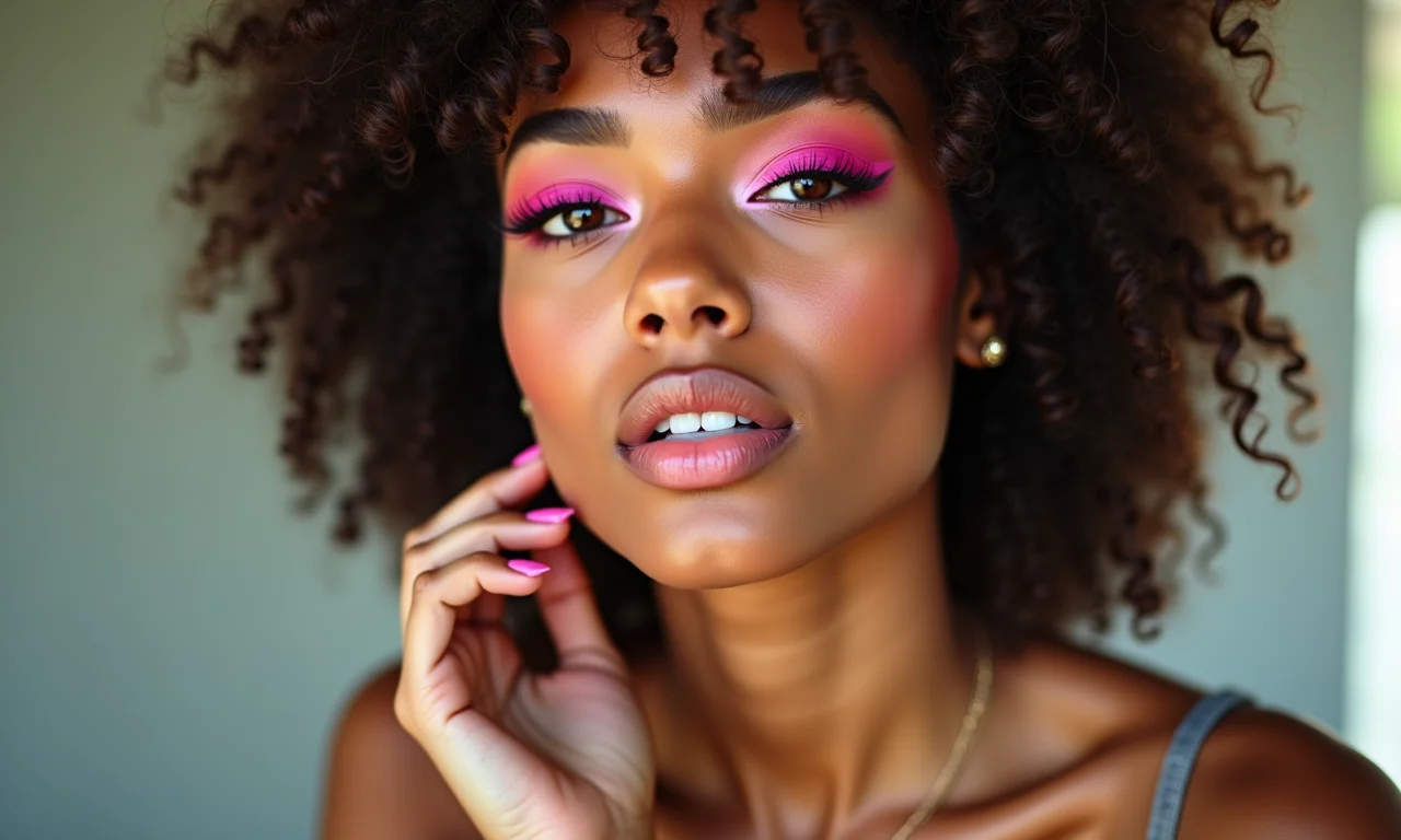 Delineador rosa para um toque divertido no olhar de uma mulher.