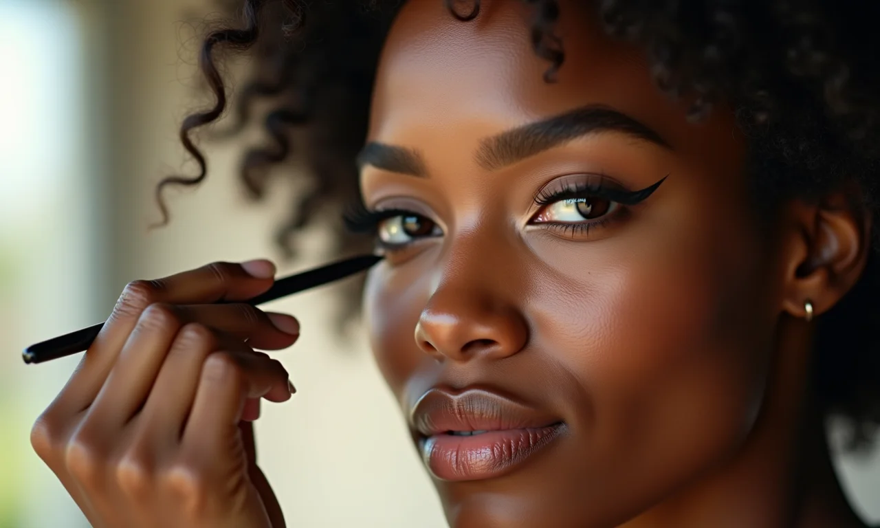 Delineando os olhos para realçar o cut crease.