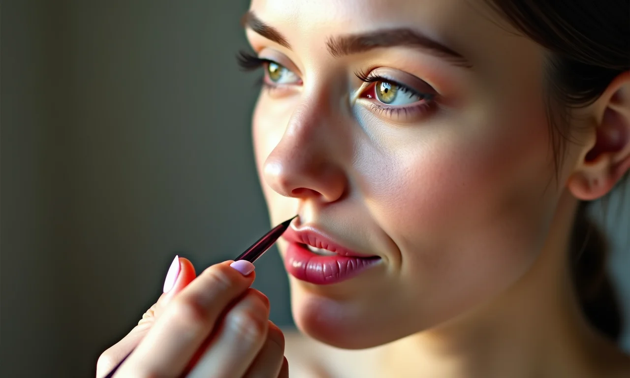 Desenhando o contorno labial perfeito com precisão.