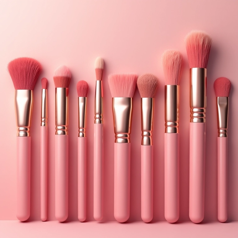Diferentes pincéis de blush.