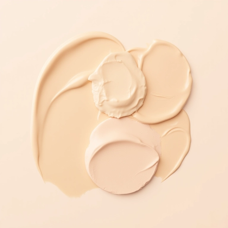 Diferentes texturas de bases não comedogênicas: líquida, cremosa e em pó.