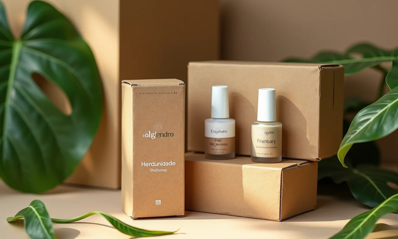 Embalagens sustentáveis de maquiagem vegana.