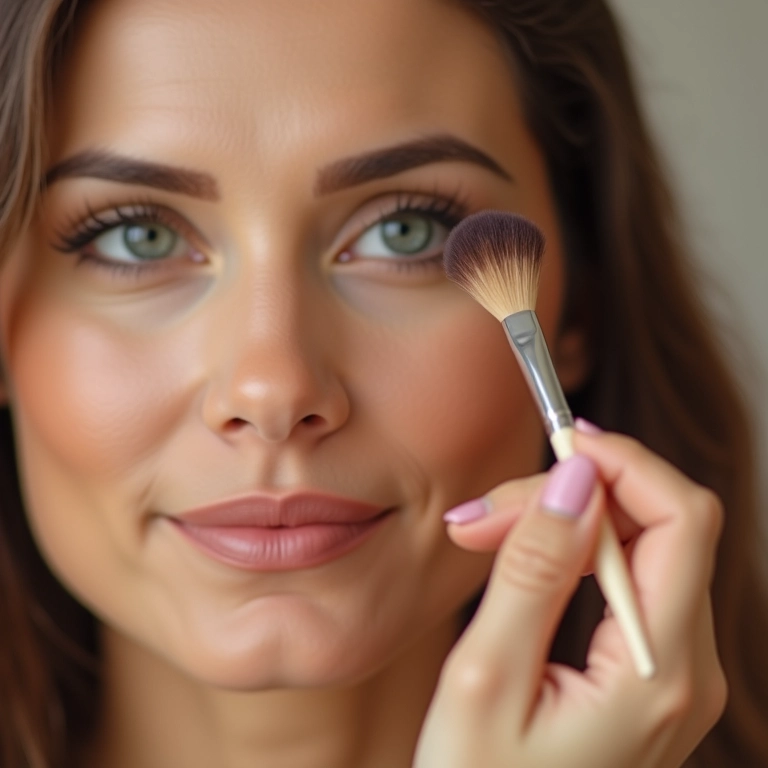 Esfumando o bronzer para um acabamento natural.