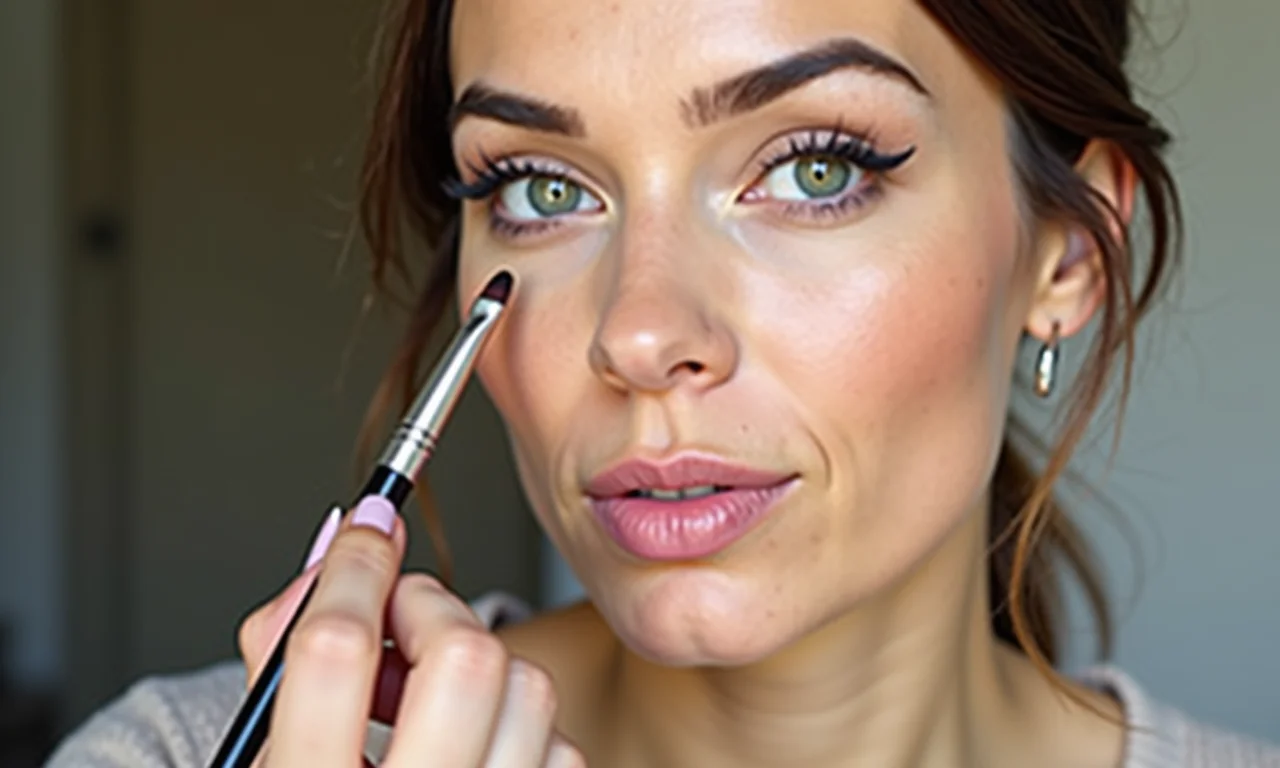 Esfumando o contorno labial para um acabamento natural.