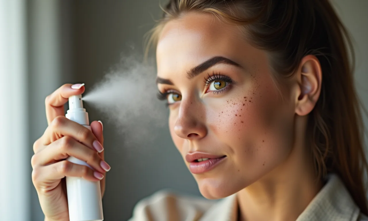 Fixando a maquiagem levemente com sardas.