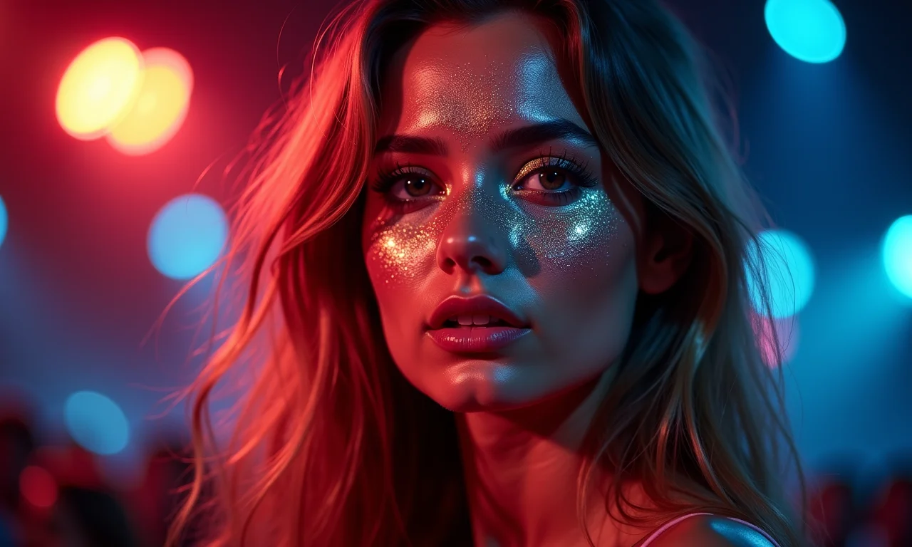 Glitter e brilho para um visual de show de rock.