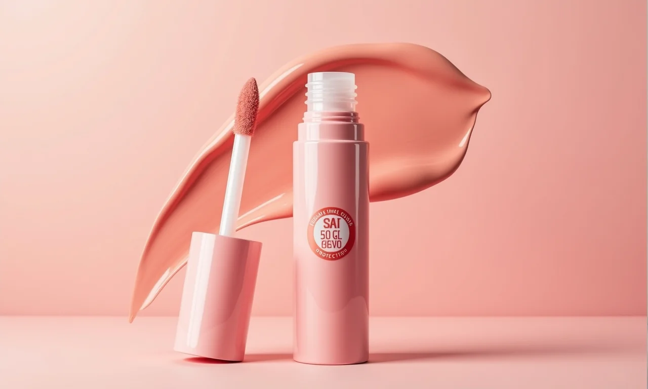 Gloss labial com efeito volume e proteção solar.