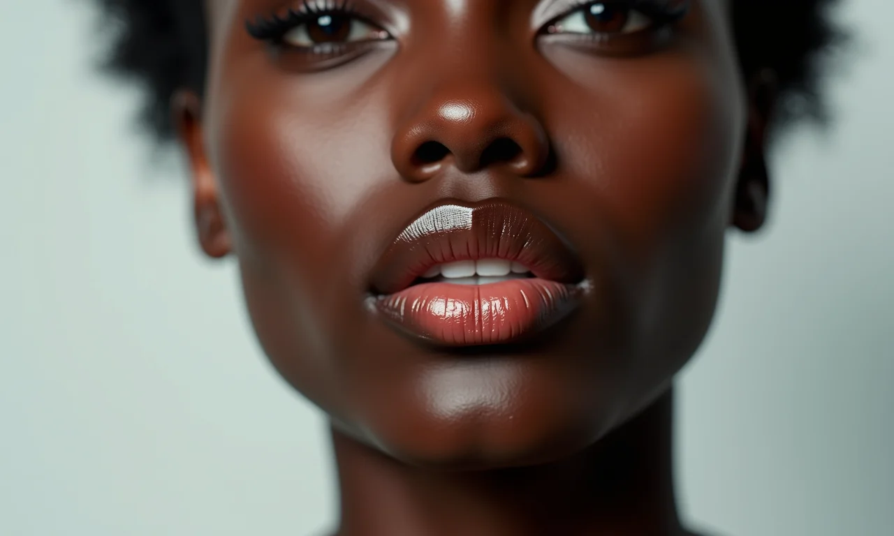 Gloss labial para realçar os lábios em pele negra.