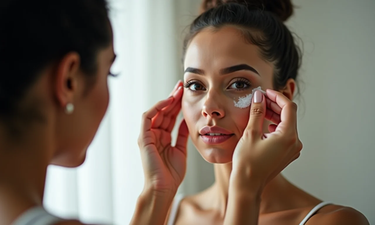 Hidratando a área dos olhos antes de aplicar o corretivo.