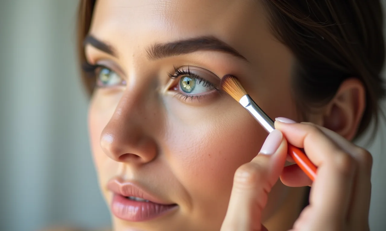 Identificando o ponto certo para aplicar o iluminador nas têmporas.