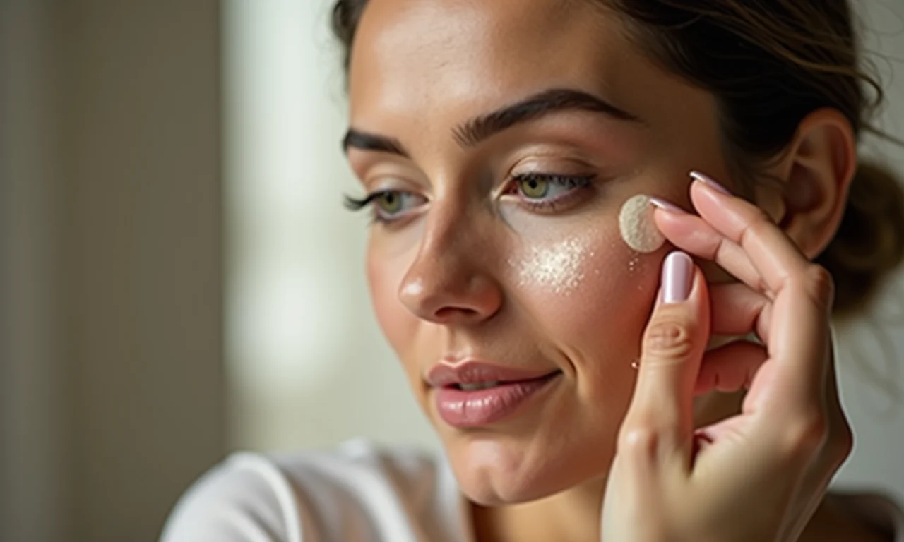 Iluminador em pó para um brilho sutil.