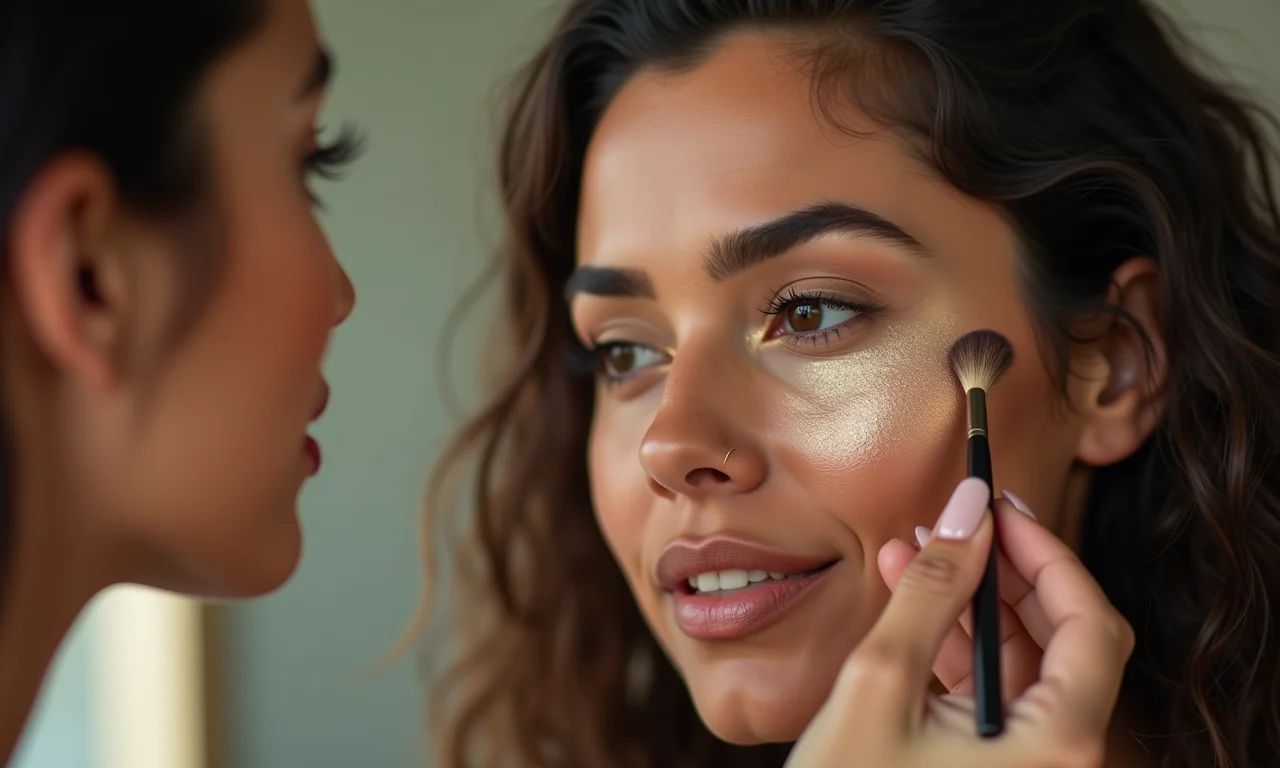 Iluminador estratégico para brilho na maquiagem dark baddie.