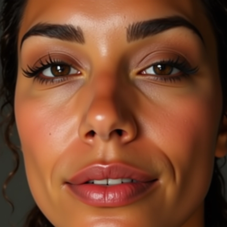 Iluminador no contorno facial.