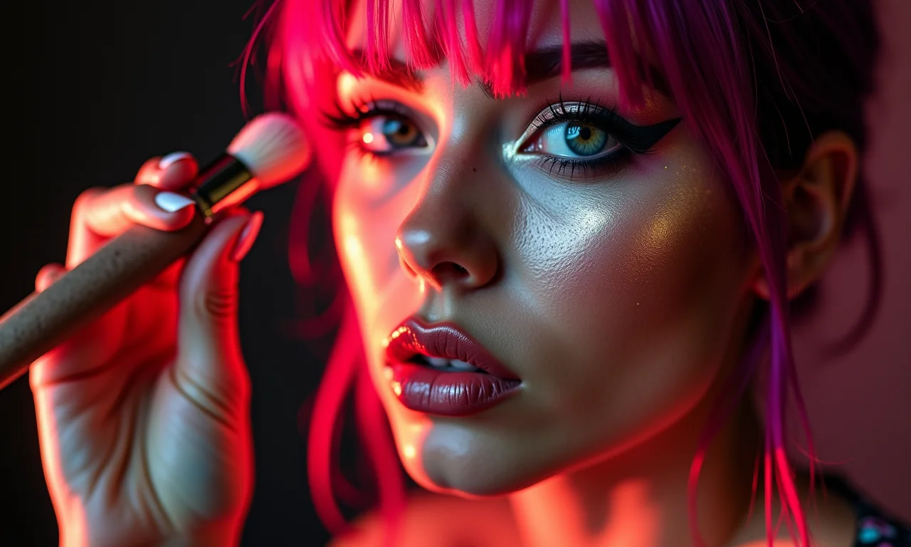 Iluminador para um brilho e destaque na maquiagem punk rock.