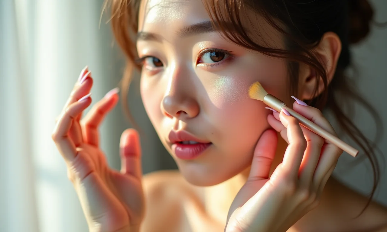 Iluminador para um brilho sutil na maquiagem kawaii.