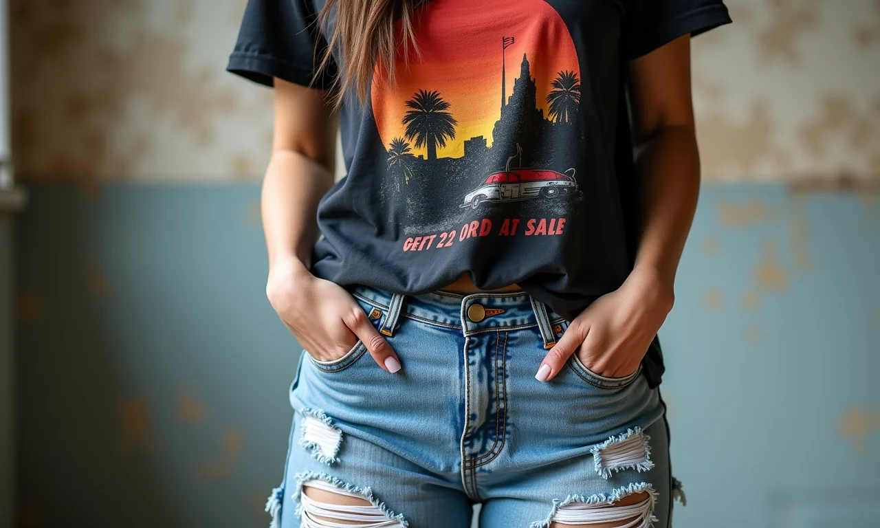 Jeans rasgados e camiseta de banda, o visual grunge dos anos 90.