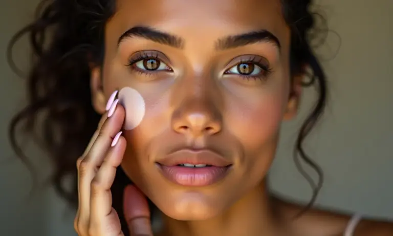 Jovem brasileira aplicando maquiagem clean girl.