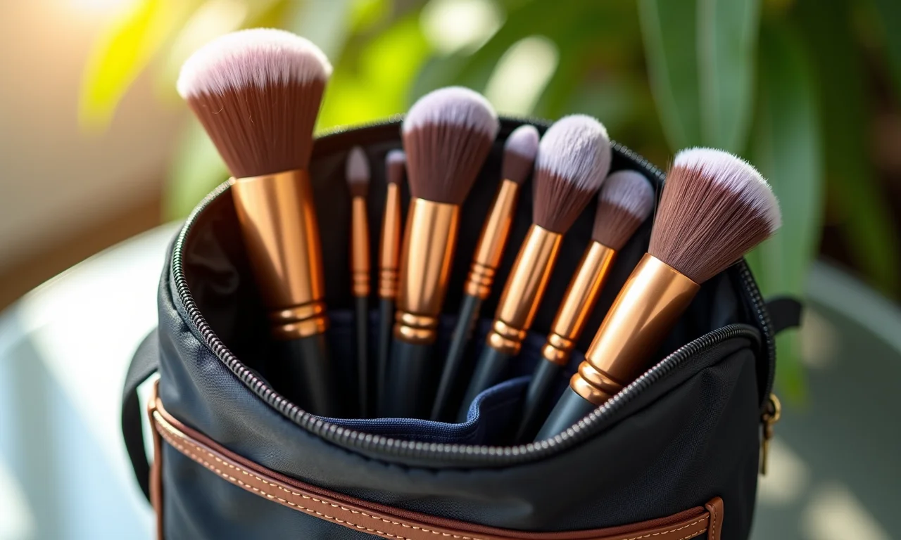 Kit de pincéis de maquiagem para viagem.