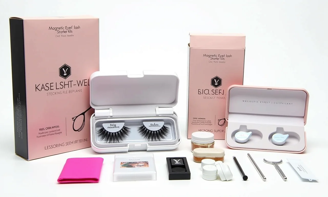 Kits completos de cílios postiços magnéticos para iniciantes.