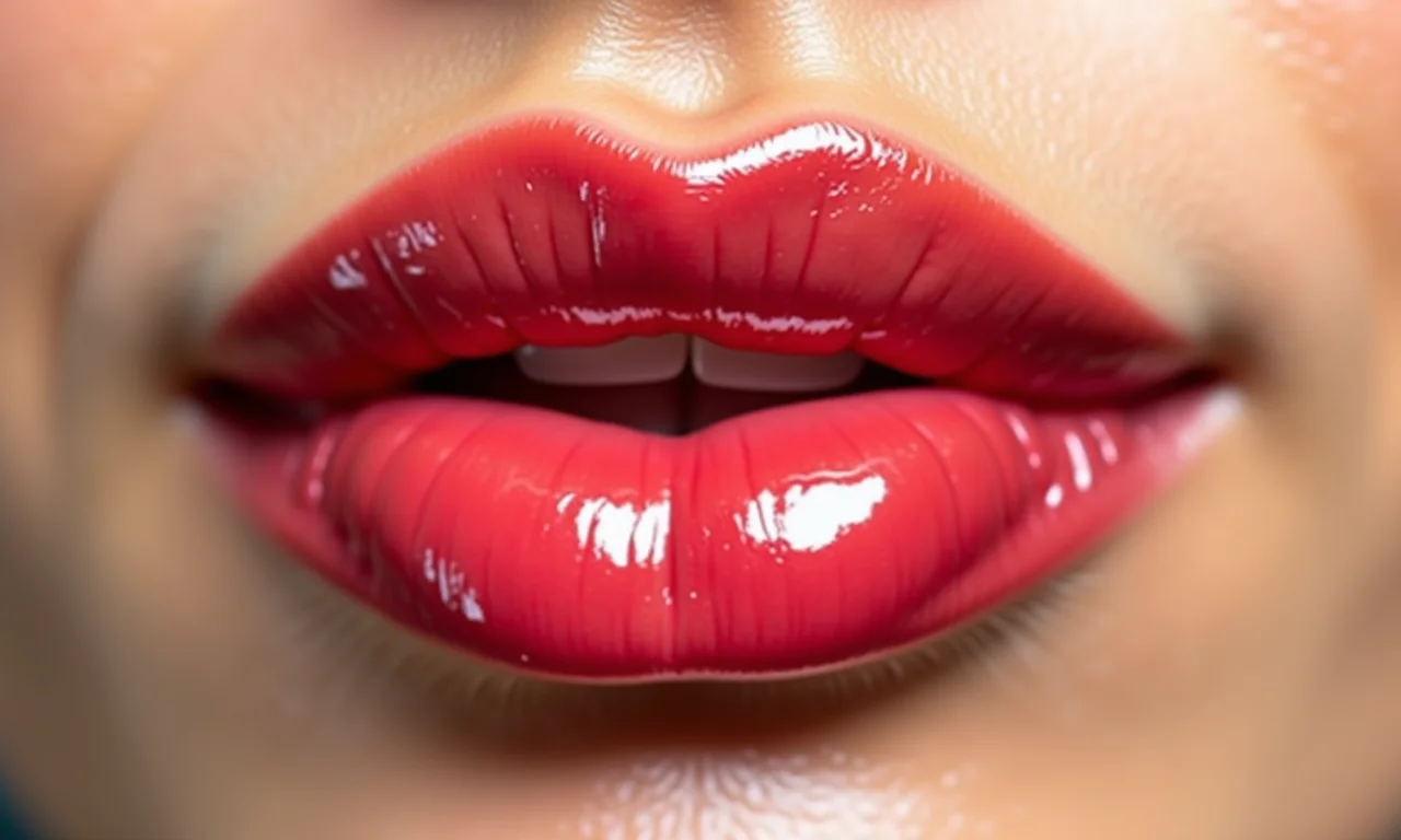 Lábios com aspecto saudável e levemente coloridos.