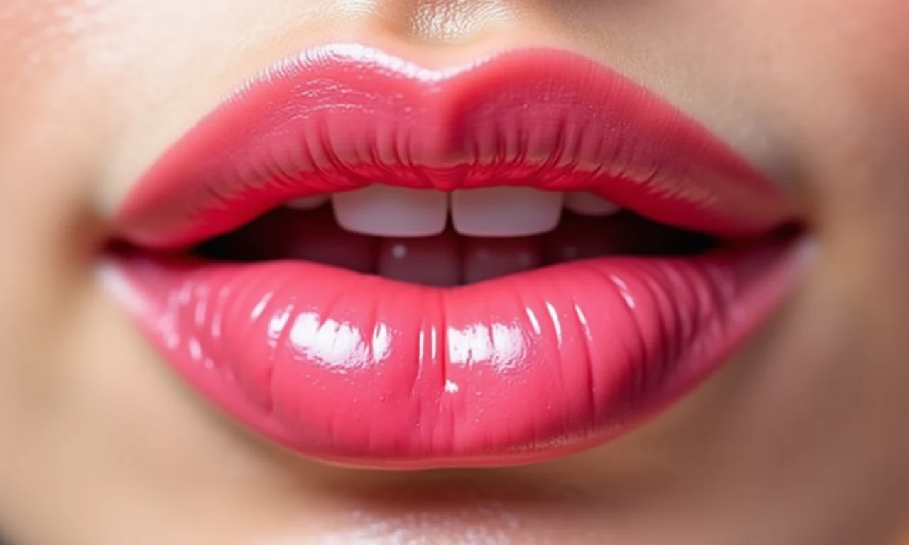 Lábios corados e hidratados com batom rosa kawaii.