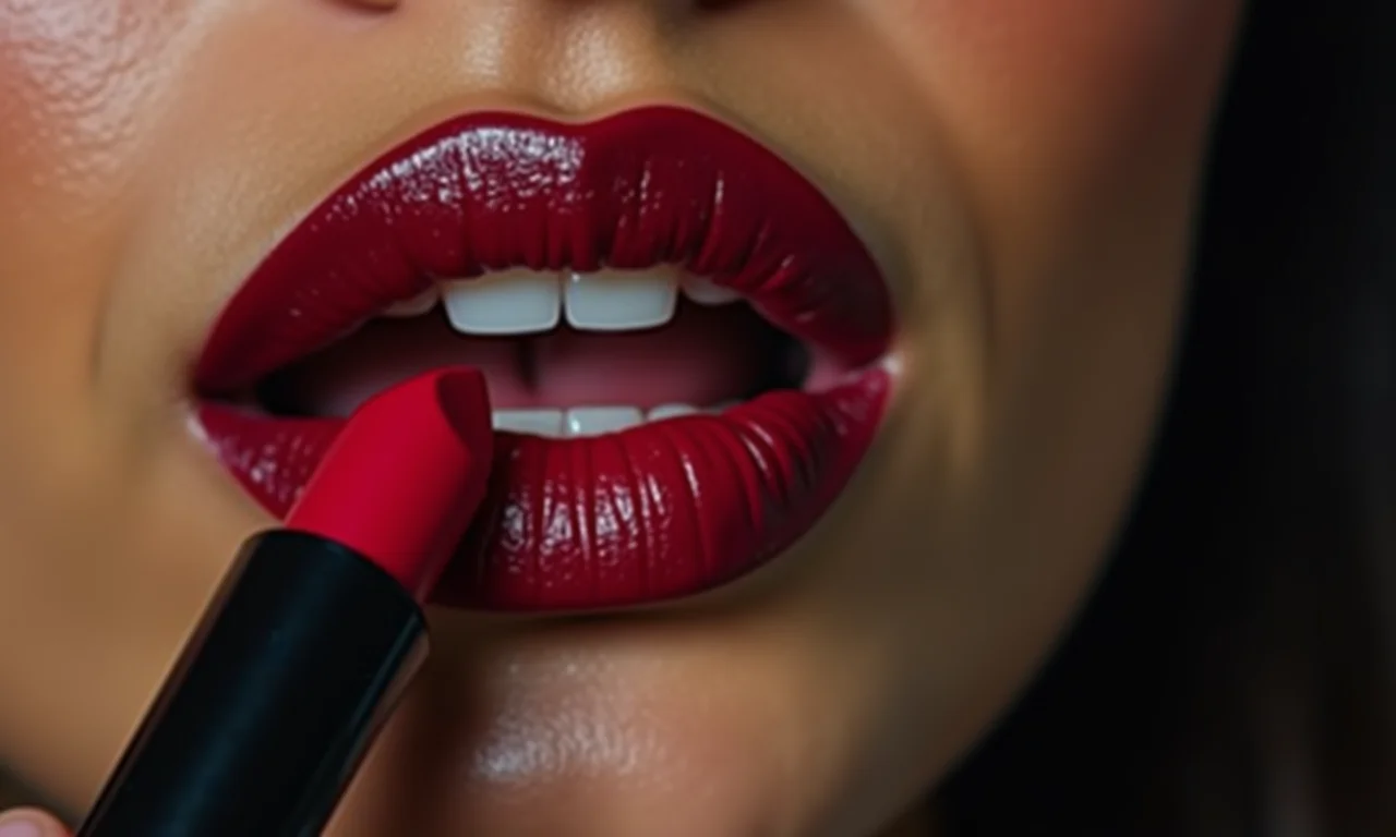 Lábios impactantes com batom escuro para maquiagem dark baddie.