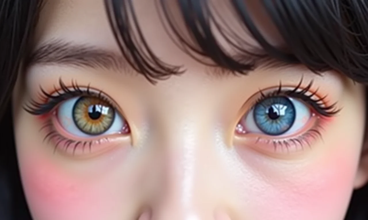 Lentes de contato para olhos ampliados no visual kawaii.