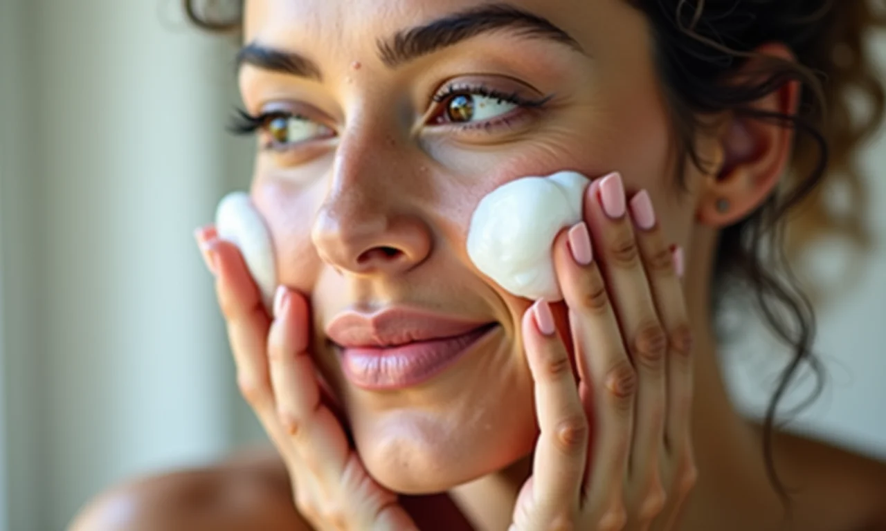 Limpeza suave do rosto com produto delicado