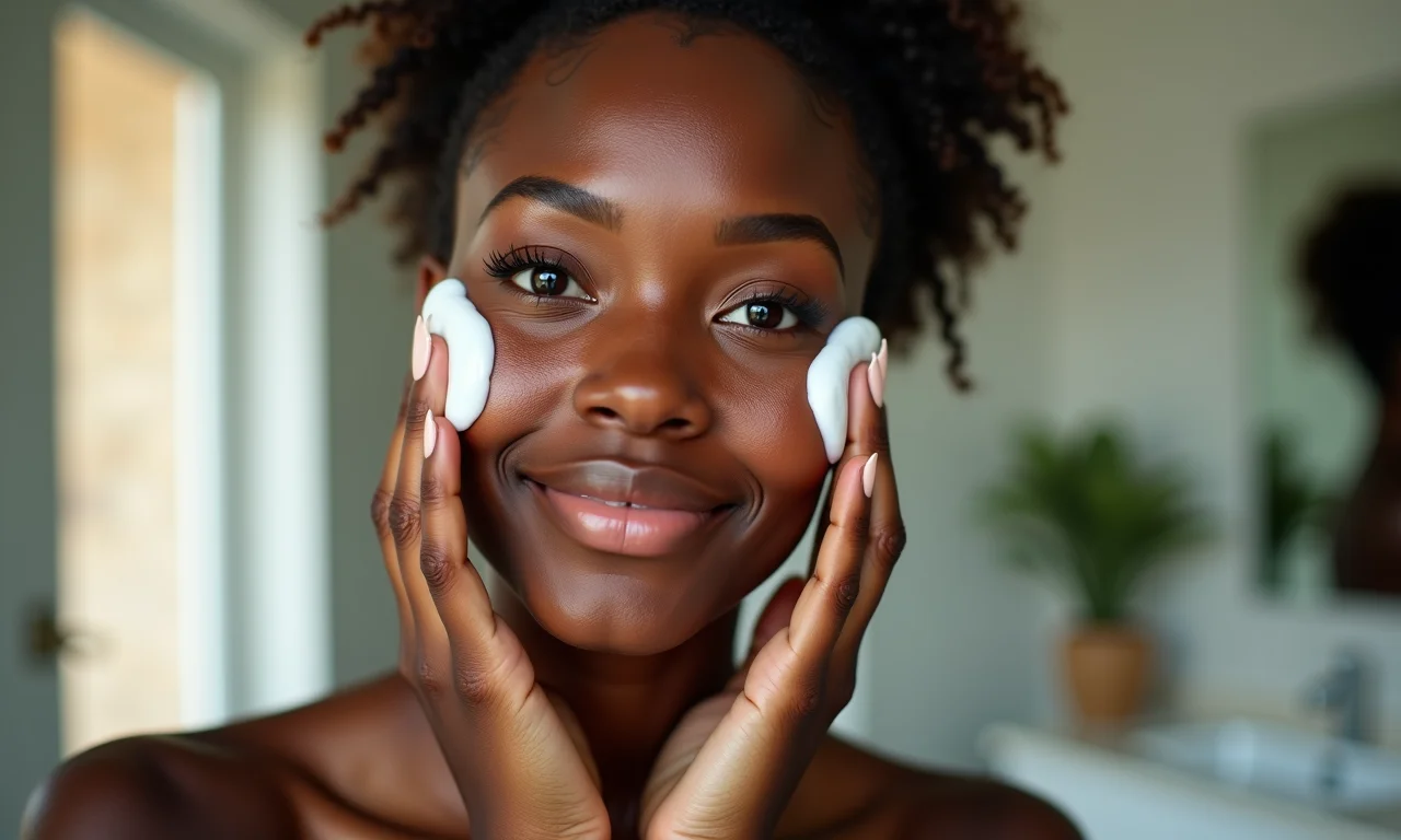 Limpeza suave do rosto com sardas para evitar irritação.