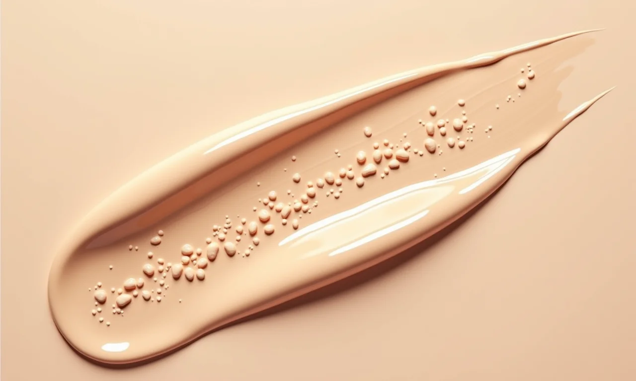 Lista de ingredientes de um corretivo, destacando ácido hialurônico e vitamina E.