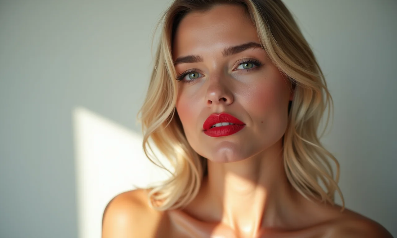 Loiras de pele clara testando batons vermelhos.