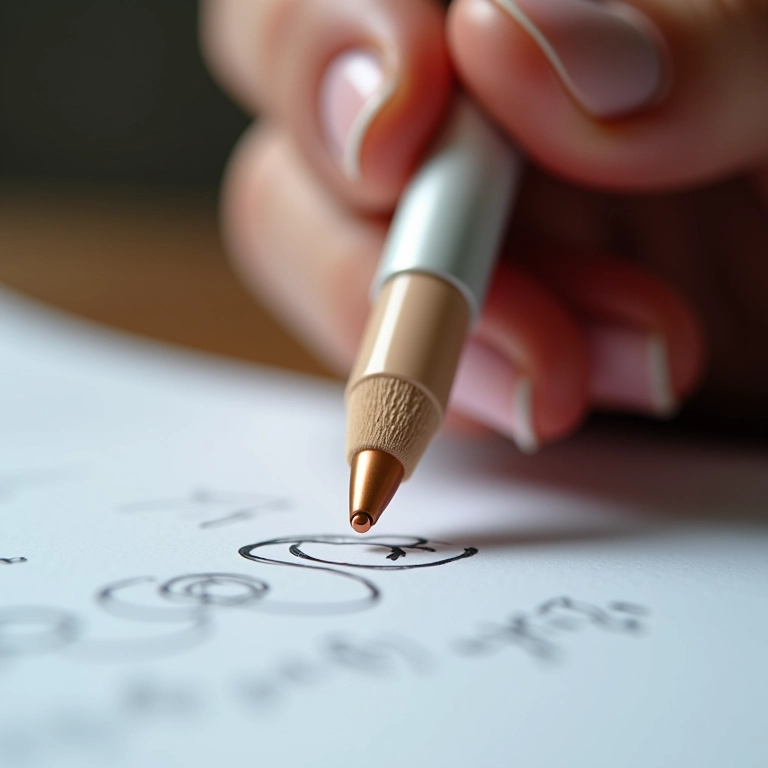 Mão segurando caneta corretiva e corrigindo detalhes.