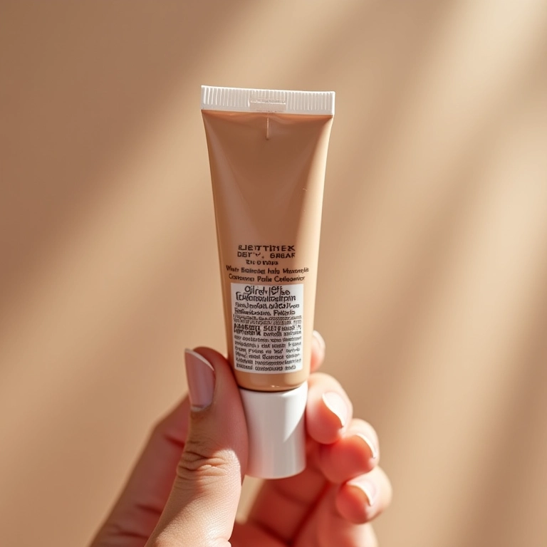 Mão segurando corretivo à base de água com o rótulo visível.