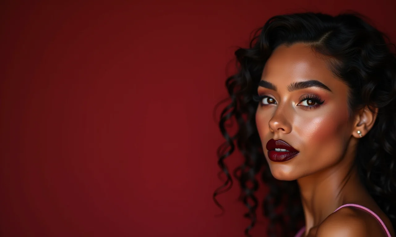 Maquiagem anos 90 com batom escuro em mulheres brasileiras diversas.