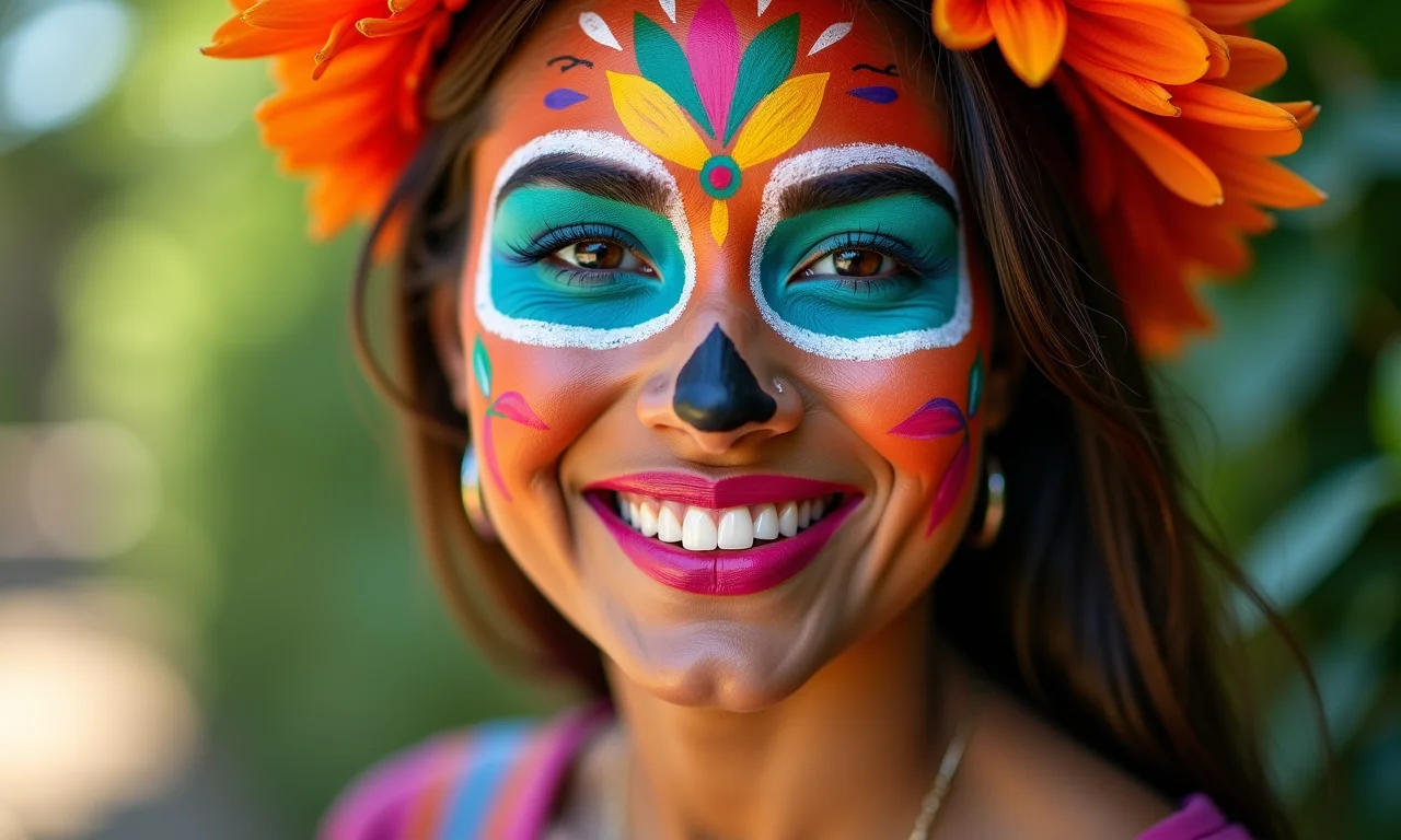 Maquiagem artística com tintas faciais para festa junina.
