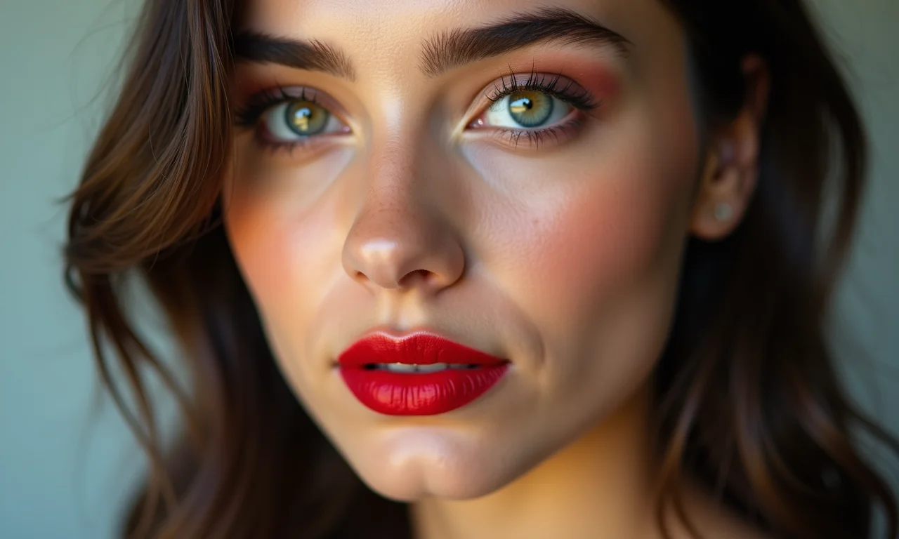 Maquiagem com lábios coloridos vibrantes para festa.