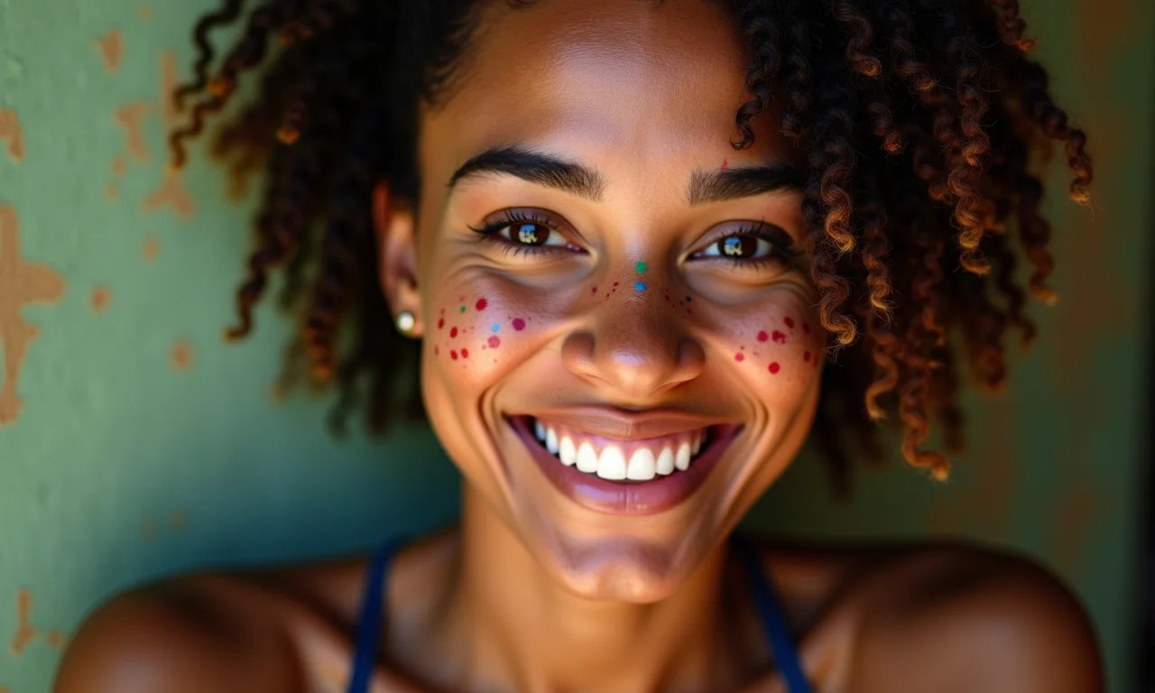 Maquiagem com sardinhas coloridas para festa junina.