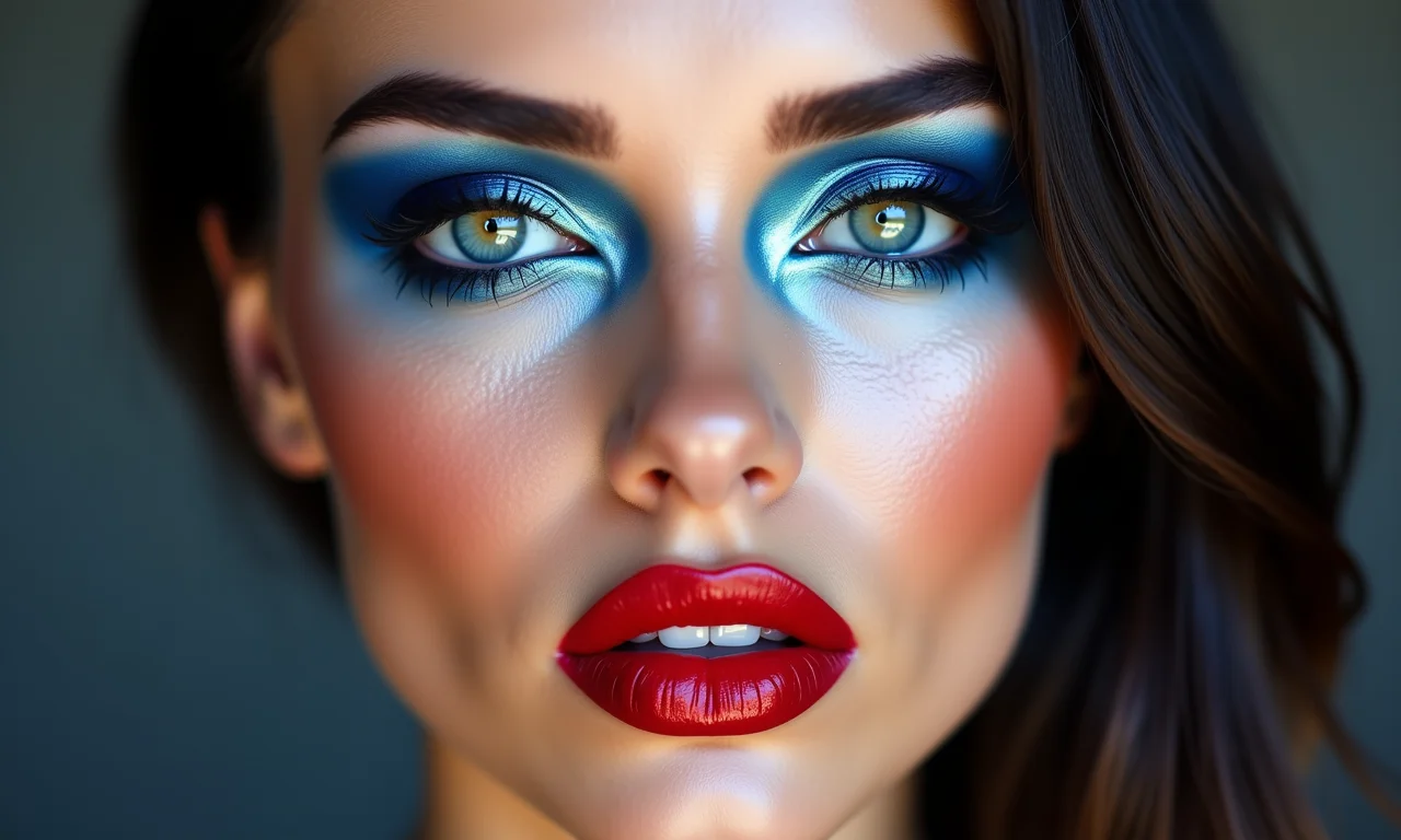 Maquiagem com sombra azul metálica e batom vermelho: pode?