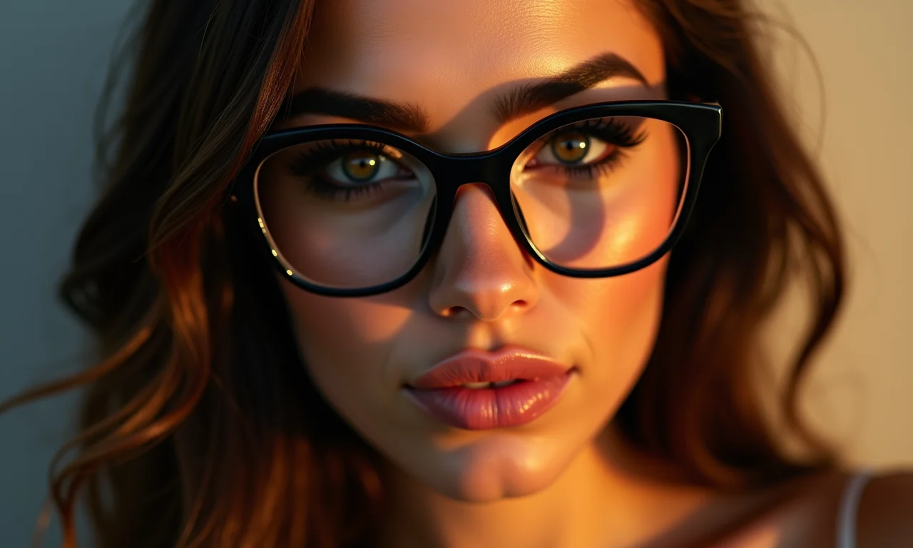 Maquiagem elegante para festa com óculos.