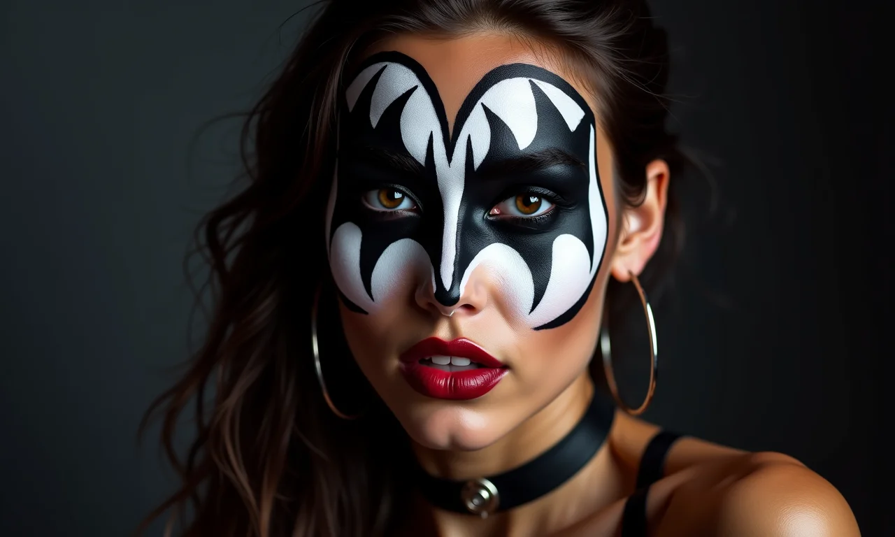 Maquiagem inspirada em bandas de rock, como KISS.