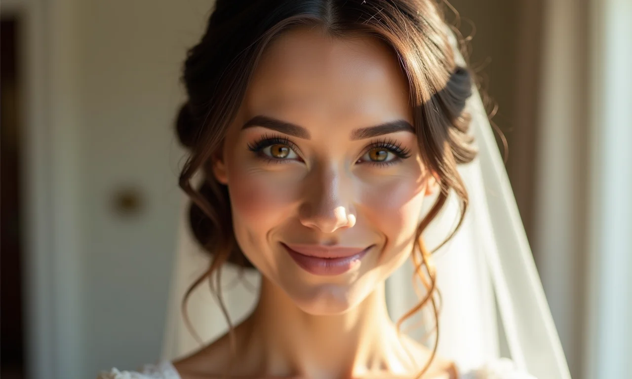 Maquiagem leve e radiante para noiva em casamento civil.