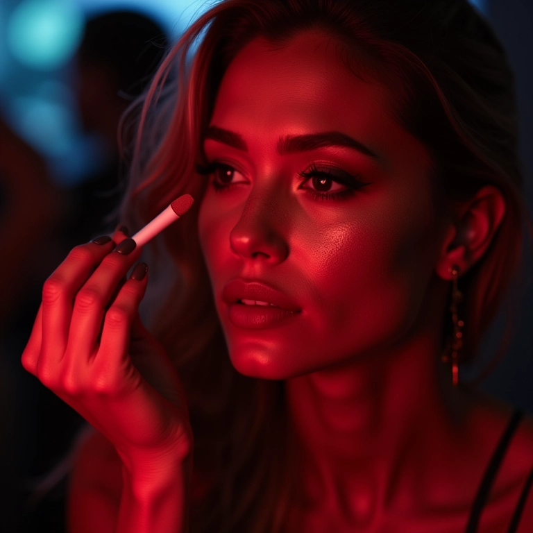 Maquiagem noturna com corretivo de alta cobertura para festas.