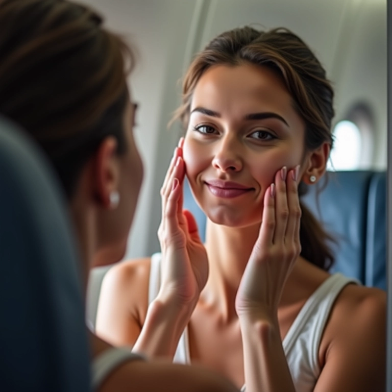 Maquiagem rápida no avião com BB cream.