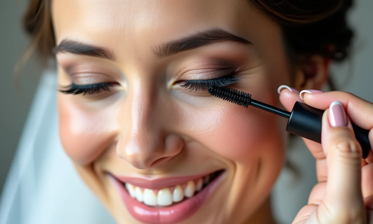 Máscara de cílios à prova d'água para maquiagem de noiva.