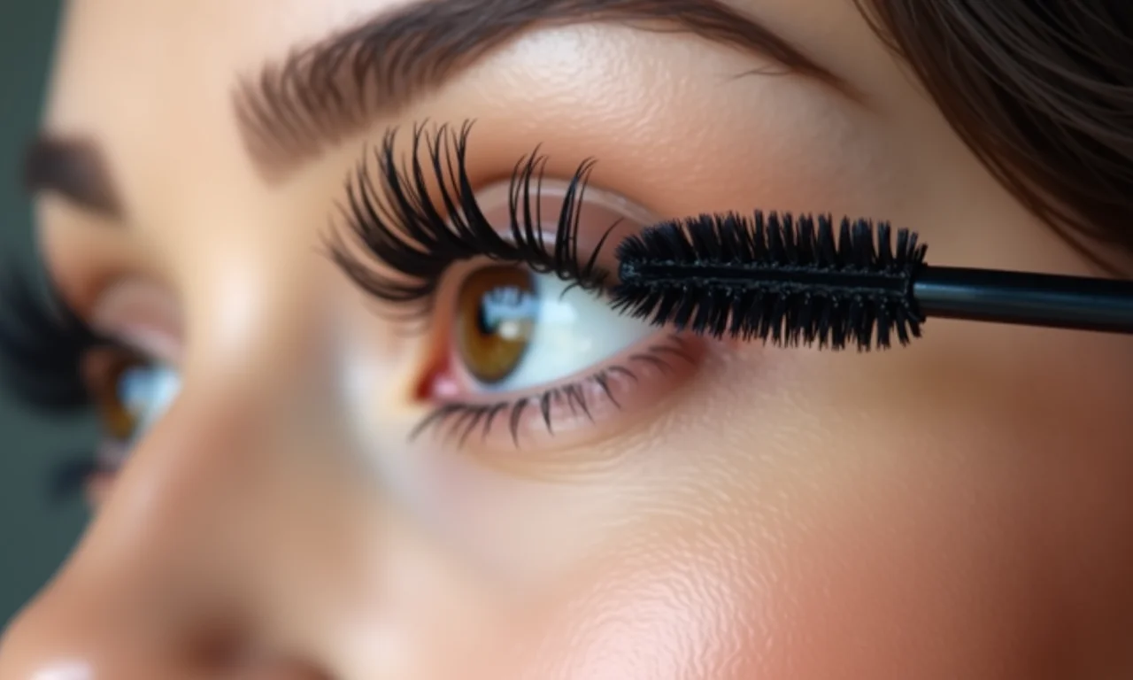 Máscara de cílios e cílios postiços.