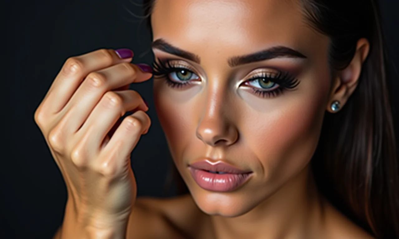 Modelo brasileira aplicando cílios postiços.